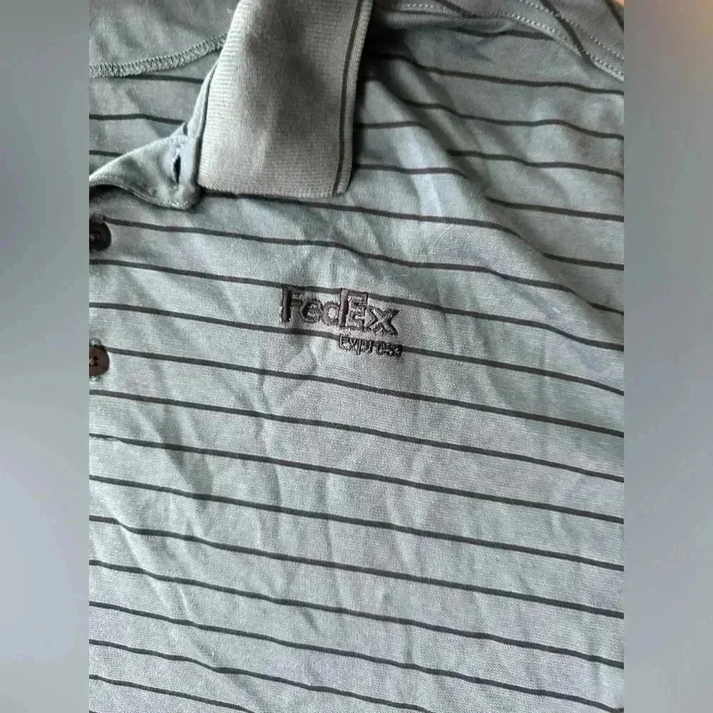 Nike Dri-Fit Golf Polo Blue And Black Striped Men’s Size XL